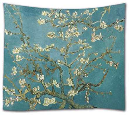 A.Monamour Arazzo da Parete Grande Mandala Albero Di Mandorlo In Fiore Di Vincent Van Gogh Arti Classiche Stampa Telo Tessuto Tenda Tovaglia Copriletto Copridivano Arazzi Murale Decorazione