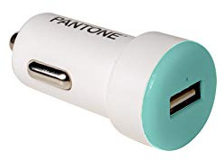 Celly PTDC1USBL Pantone billaddare, turbo-laddning, 24 V, 2,1 A utgång, cyan