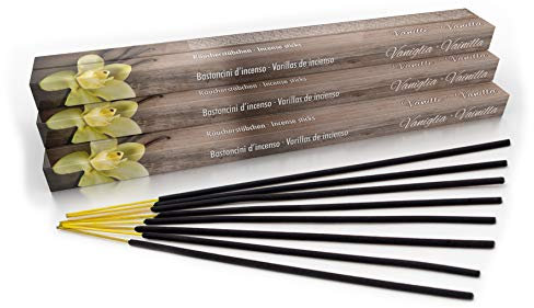 Premium Räucherstäbchen Vanille: natürlich traditionell aus Indien in fairer Herstellung. Großpackung mit 10 Boxen = 80 Stück je 45min. Süßer Vanilla Duft