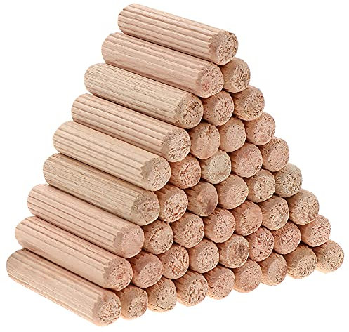 Kinsinder 500 Stück Holzdübel Set, Dübel Holz, Holzdübel 8mm, Holzstifte Dübel Set, Riffeldübel Buche Holz Dübel für Möbel Professionelle Tischler DIY- und Bastelprojekte