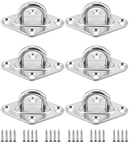 6 pcs Eye Plate Stainless Steel Lashing Eye Wall Eyelet Cover Plate Mast Plate Eyelet Plate Mast Plate for Load Securing Wall Mounting Ceiling Mounting with Dowel M5