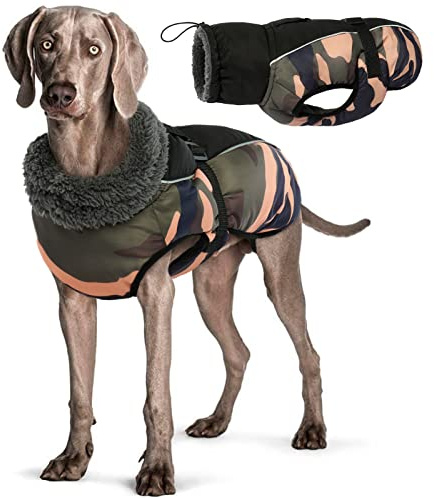 Manteau D'Hiver Pour Chien, Veste ImperméAble Pour Chien, Veste D'Hiver Chaude Avec Doublure En Polaire, Manteau RéFlecteur Ajustable Et Confortable Avec Trou Pour Harnais Pour Petits Et Moyens Chien