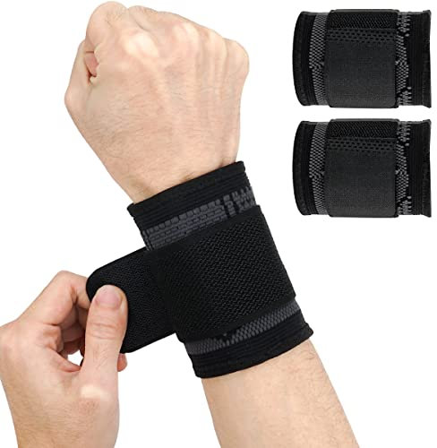 2 Stücke Handgelenkbandage Handgelenkstütze, Handgelenk Bandagen Fitness Frauen und Männer, Wrist Wrap Handgelenkschoner Handbandage Handgelenkbandagen für Fitness Tennis Krafttraining Kickboxen