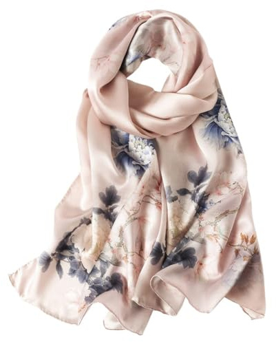 STORY OF SHANGHAI Foulard Donna Seta di 100% Seta, Stola Elegante Cerimonia Chiffon Leggera, Sciarpa Primaverile con Fantasia Colori, Adatto a molteplici occasioni