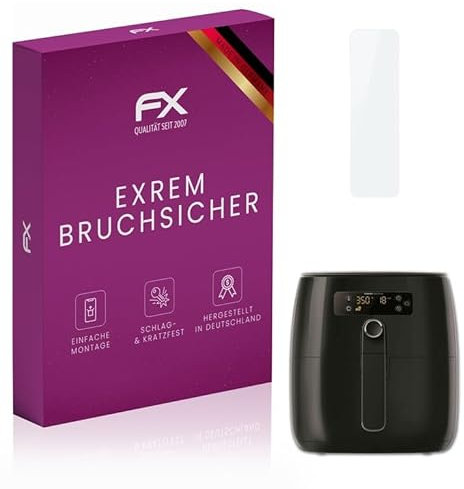 atFoliX Glasfolie kompatibel mit Philips Airfryer Premium Compact Displayfolie, 9H Hybrid-Glass FX Schutzpanzer Folie