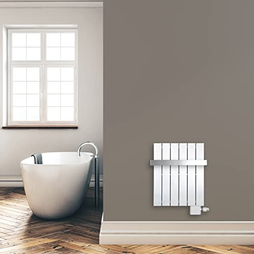 Paneelheizkörper Flachheizkörper mit seitlichem Anschluss und 1 Handtuchstange (294 Watt nach EN442) (600 x 450 (Anschluss rechts))