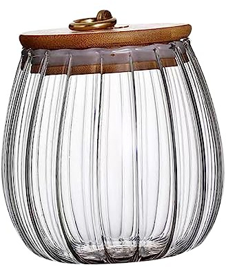 BESTonZON Boîte À Thé En Vrac Stockage En Verre Bocaux En Verre Hermétiques Bocaux Contenant Des Collations Avec Couvercles En Bois Boîte De Stockage Des Aliments