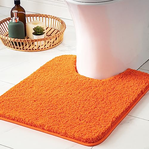 MIULEE Badematte Weiche Badteppich rutschfest Badvorleger Fußmatte Badzimmermatte Bettvorleger Flauschig Teppich Badezimmerteppich Duschmatte für Bade & Wohnzimmer Schlafzimmer 50x50 cm Orange
