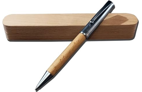 Penko SANTIAGO Set da scrittura in legno di faggio - set di penne a sfera twist sostenibili e durevoli con custodia - perfetto per l'home office, l'ufficio e come regalo, set regalo