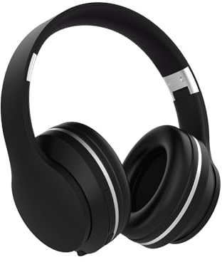 Barnhörlurar, trådlösa barnhörlurar över örat med mikrofoner, stereoljud, 10 timmars speltid, vikbar och justerbara barnhörlurar, Bluetooth 5.1-headset för vuxna, skola, resor (svart)