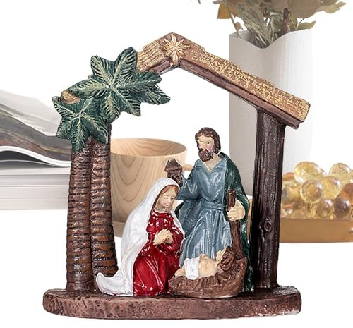 Presepe, Presepe da tavolo | Stalla Decorazione natalizia Presepe,Presepe Sacra Famiglia, Statuine del Presepe, Presepe di Natale da mensola da tavolo