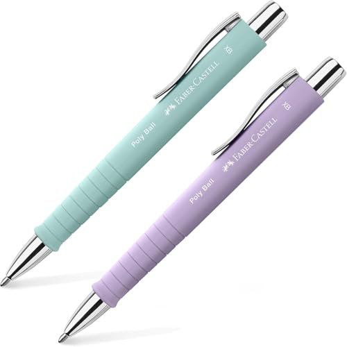 Faber-Castell Kugelschreiber Poly Ball XB 2er SET, 24110, Mehrfarbig, 2er Set (sweet lilac & caribic blue)