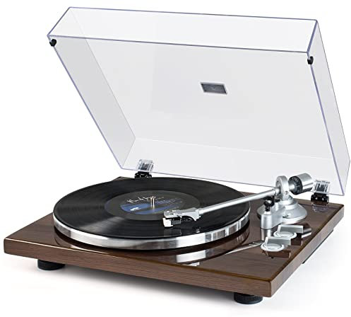 SeeYing Plattenspieler mit Riemenantrieb Bluetooth Vinyl-Schallplattenspieler 33 oder 45 U/min mit Phono Vorverstärker Magnetkartusche und Gegengewicht Drahtlose Ausgangskonnektivität