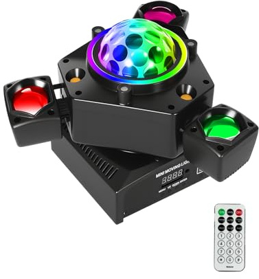150W Luci da Discoteca a Testa Mobile, Teste Mobili Luci LED RGBW con Controller DMX e attivazione Sonora, 25CH, con Telecomando, Beam Luci da Discoteca Rotazione per Festa Discoteca DJ Bar Matrimoni
