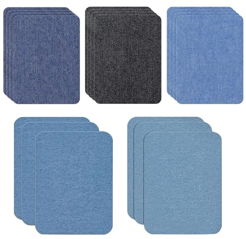 15 Pcs Iron On Patches for Clothing, 12.5cmx9.5cm Denim Patches for Jeans | Patches Iron-On Repair Kit for Inside Jeans, Iron On Fabric Patches for Clothes, DIY Repair, Hole Repairing, Crafting