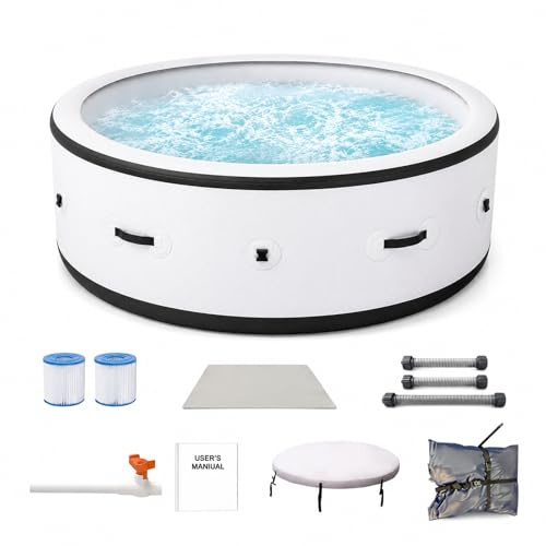 SHUMIAO Spa Gonfiabile Idromassaggio 4-6 Posti 206x71cm, Vasca Idromassaggio Gonflabile Chauffant 40°C, 150 Getti di Bolle, LED 6 Colori, Anti-Foratura, Giardino Terrazzo Cortile