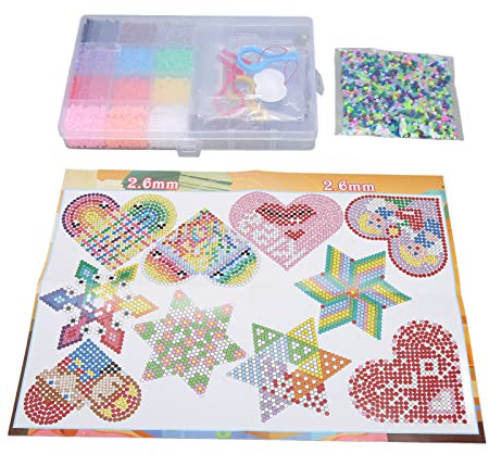 Itonash Kids Fuse Beads Kit, 2.6mm 12 Colors Quadrate Heart Hexagonal Transparent Plates, 7800pcs with Ironing Paper for DIY Craft