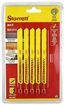 Starrett, Blíster de 5 Hojas de sierra de calar Bimetal Unique, Especial Metal, color amarillo, 50 mm - 24D - BU224-5