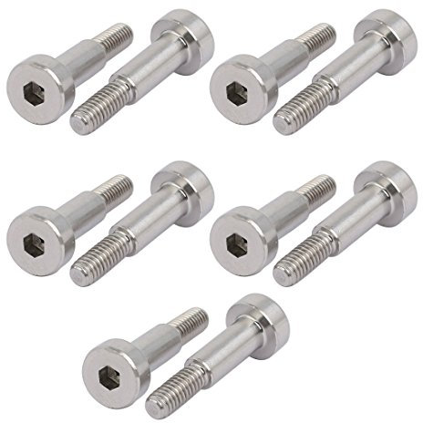 Sourcingmap 10pcs 304 Stainless Steel Hex Socket Shoulder Bolt 5mm Shoulder Dia 12mm Shoulder Length M4 Thread