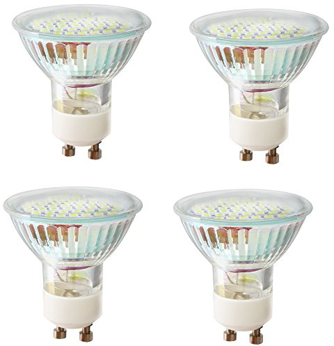 4 pieces GU10 LED lamps, replaces 20W halogen lamps, 2.5W cool white LED lamps, AC 220-240V, 270lm, 120° beam angle, non-dimmable LED apparatus