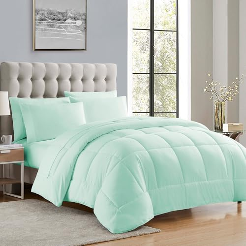 Sweet Home Collection Ultra Soft Down Alternative Set & Luxurious Bed Sheets, Polyester, Mint, Full
