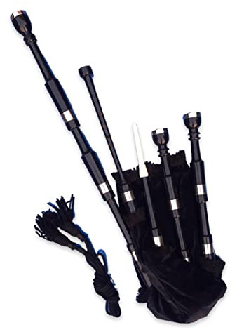 McWilliams BAGPIPES, PROFESSIONAL SCOTTISH HIGHLAND BAGPIPE FOR BEGINNERS ADULT WITH BAG (Black P, Velvet)