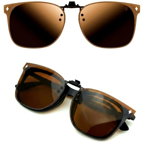 CREYESTAL Clip Gafas de Sol Polarizadas, Clip para Gafas para Sol, Clip Solar, Abatible y Ultraligero, Hombre, Mujer, 100% Anti-UV