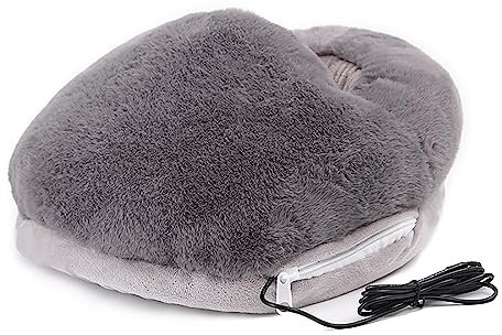 TITA-DONG Fußwärmer, Fußwärmer Elektrisch, USB-Fußwärmer, Plüsch-weiche USB-Fußkissenheizung für Männer und Frauen, Elektrische Heizung, Waschbar, für Den Winter, Zuhause, Büro, Heizung,(Grau)