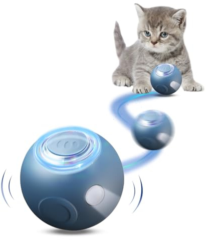 KPFIGHT Gioco Gatto Interattivo Palla Giocattolo per Gatti in Casa Intelligente Rotolante Automatica, con 2 Modalità, Gatto Palla Automatica, Giocattolo per Gatti con Luci a LED,Adatta Come Regalo