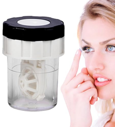 Teksome Detergente manuale per lenti contatto, contenitore per la pulizia delle lenti contatto | Rondella manuale per lenti contatto con rotazione | Contenitore portatile compatto per lenti