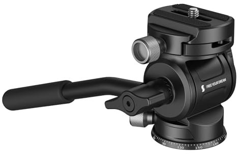 SMALLRIG Video Head Mount Plate CH3 Videokopf, Stativ-Fluidkopf, Schwenk-Neigekopf mit Schnellwechselplatte für Arca Swiss, unterstützt 360° Schwenken und 90° / -70° Neigen, für Kameras, DSLR- 4936