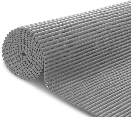 MERCURY TEXTIL- Alfombrilla Antideslizante de Goma Eva Protección de Cajones, Estantes Anchura de 65cm, Alfombrilla Impermeable para Baño, Tapete, Fregadero y Cocina (200x65cm, Gris)