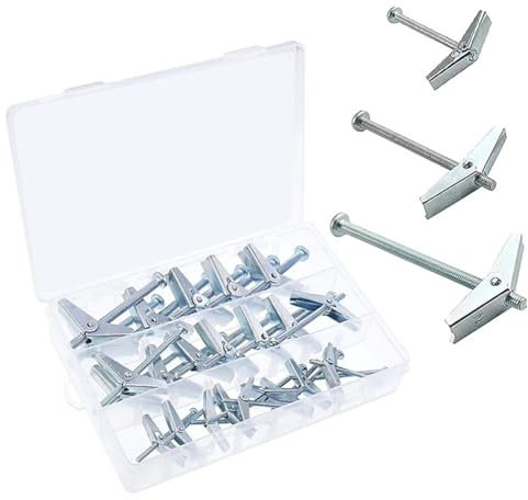 Gvvsjgdbis Kit de 24 pernos de palanca y tuercas de oreja para colgar objetos pesados en tabiques secos - 1/8 pulgadas, 3/16 pulgadas, 1/4 pulgadas