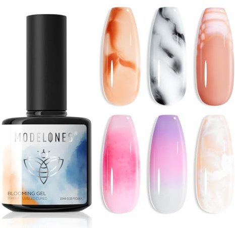 Modelones Blooming Gel Nagellack 10ML UV LED Gel Nail Polish for Nail Painting, Marble, Watercolor Blooming Gel Polish Nail Art Maniküre Design