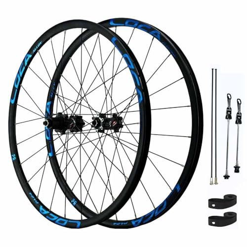 Juego De Ruedas De Bicicleta De Montaña 26 27,5 29 Pulgadas Ruedas Traseras Y Delanteras con Freno De Disco, Llanta De Doble Capa, 9 * 100/10 * 135mm QR, MS 12 Velocidades(Black Blue,26-MS)