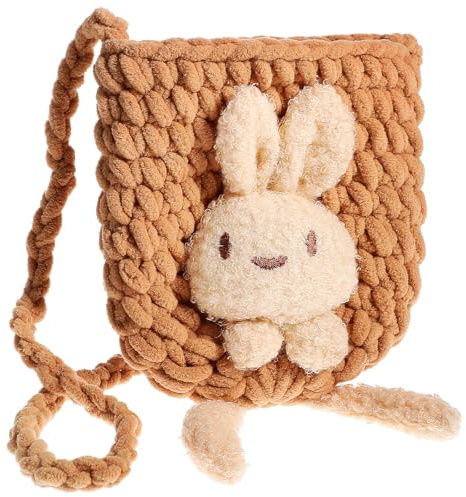 Housoutil Bolso Bandolera de Conejito Kawaii para Niñas, Pequeño Monedero de Poliéster Diseño 3D de Conejo de Lana, Bolso Cruzado Infantil Adecuado para Viajes, Fiestas y Uso Diario