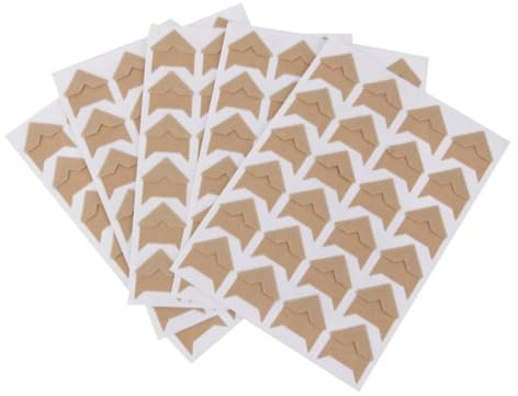 NULYLU 10 Hojas de Rincones de Fotos Autoadhesivas de Papel Kraft Color Caqui para Álbumes de Fotos DIY sin Necesidad de Pegamento Adicional y Fáciles de Pegar