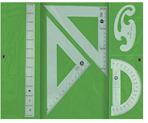 Liderpapel JG03 - Juego escuadra y cartabón, regla y semicírculo, 25 cm, 30 cm, 15 cm