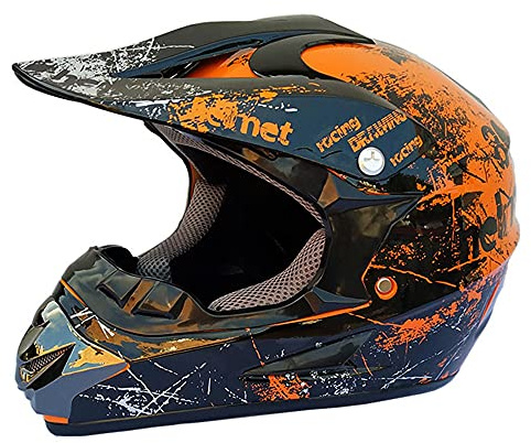 Woljay Casco da Motocross Occhiali Moto Cross Integrali per Downhill AVT Offroad Scooter bambini Adulti - 3 regali (M, Arancione 80)