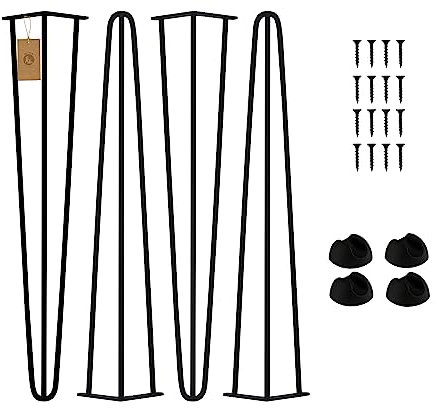 MoriaDesign Möbelfüße 4er Set Hairpin Legs aus Metall - 80 cm - Schwarz - Höhenverstellbar - Tischbeine für Schrank, Hocker, Nachttisch, Couchtisch - Robust industrielles Design