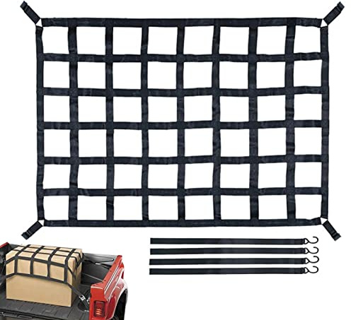 Zceplem Rete Da Carico Per Camion, Rete Da Carico Da 4'X 4'Per Il Pianale Del Camion Pickup, Rete A Maglie Piccole Per Impieghi Gravosi Che Si Estende Fino A 12' X 18'