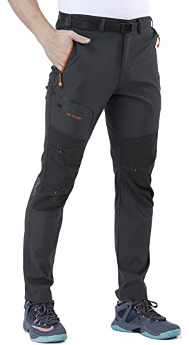 CARETOO Pantaloni Trekking Uomo Funzionali Softshell Pantaloni Autunno Impermeabili e Traspiranti Sport all'aperto Montagna Escursionismo Grigio, 3XL