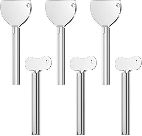 Fousenuk 6 stück Tubenquetscher Metall, Tubenausdrücker, Tubenpresse Edelstahl, Toothpaste Squeezer für Kosmetik, Schuhcreme, Haarfärbemittel, Pigmente, Tubenaufroller für Küche, Bad, Studio