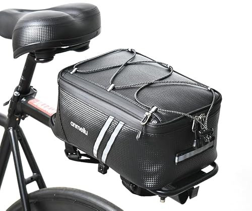 8L Fahrradtaschen für Gepäckträger Tasche, Fahrradkoffer Bike Bag, Fahrrad Gepäcktaschen Gepäckträgertasche Hinten mit Regenschutz, Fahrradgepäckträgertaschen Wasserdicht & Reflektierend - Schwarz