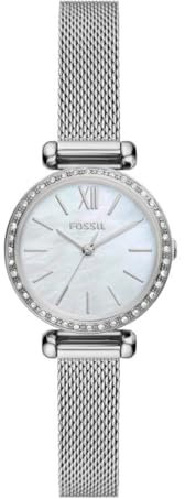 Fossil BQ3896 Tillie Mini Dreizeiger-Armbanduhr aus Edelstahlgeflecht, silberfarben, Silber, Modern