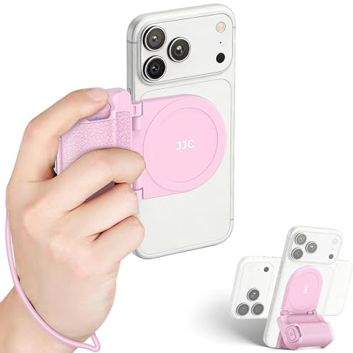 Rosa magnetiskt smartphone-grepp, magnetiskt kamerahandtag Bluetooth-fäste mobiltelefon slutargrepp med Bluetooth-kontroll kompatibel för iPhone videoinspelning