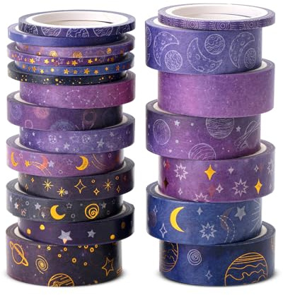Mr. Pen- Washi Tape Set, 21 Rolls, Assorted Sizes, 5.5 Yards/Roll, Washi Tape for Scrapbook, Arts, Crafts, Journals and Planners, Outer Space Design