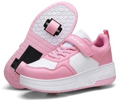 ENEN Scarpe con Rotelle Bambina Bambino, Scarpe da Ginnastica a 2 Ruote per Ragazzi e Ragazze, Kids Skate Roller Shoes per Esterni, Staccabile Pattini a Rotelle