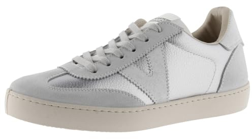 Victoria Basket Basse Berlin Ciclista Effet Cuir Métallisé & Pièces en Croûte De Cuir & Lacets Assortis 1126197 pour Femme Plata 40