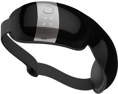 HubiCare Augenmassagegerät mit Wärme, Vibration, beheiztes Massagegerät für Migräne, Entspannung und zur Verringerung der Augenbelastung, Augenringe, Tränensäcke, trockene Augen (schwarz)